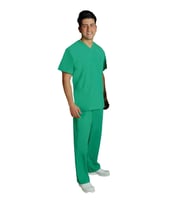 Emel Tekstil Doktor Terikoton Erkek Açık Yeşil Forma Cerrahi Yaka Takım Uniforma (Açık Yeşil)