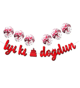 Metalize Iyi Ki Doğdun Kırmızı Banner Set