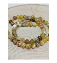 Bileklik Boy Sarı Alacalı Opal Taşı Yarım Dizi 5-6mm Aralığı (18CM UZUNLUĞUNDADIR)