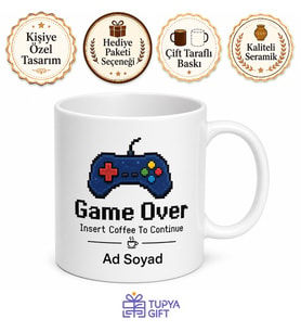 Oyun Severlere Özel Game Over Esprili Oyuncu Kupası Gamer Hediye Bardak