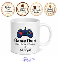 Oyun Severlere Özel Game Over Esprili Oyuncu Kupası Gamer Hediye Bardak
