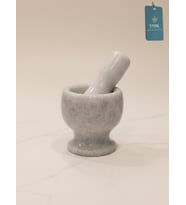 Granito  El Yapımı Doğal Mermer Havan & Tokmak Seti (Beyaz-Mermer)