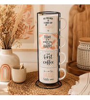 Standlı Nescafe Fincan Seti - 4lü (istenilen baskılarla)