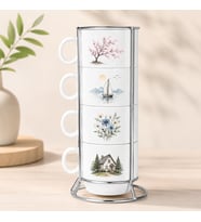 Standlı Nescafe Fincan Seti - 4lü (istenilen baskılarla)