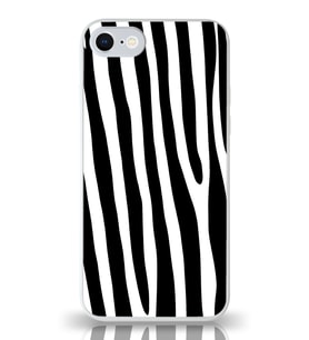 PrintiFy Apple iPhone 7 ile Uyumlu Kamera Korumalı Zebra Desenli Cam Kapak Beyaz