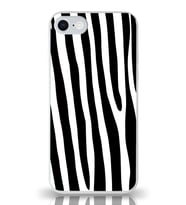 PrintiFy Apple iPhone 7 ile Uyumlu Kamera Korumalı Zebra Desenli Cam Kapak Beyaz