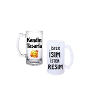 Ghostbastır Design Kişiye Özel Kulplu Bira Bardağı Buzlu veya Şeffaf Seçenekli 0140