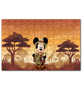 Cakapuzzle Mickey Mouse Çizgi Film Safari Gün Batımı Puzzle Yapboz MDF (Ahşap) (120 Parça)