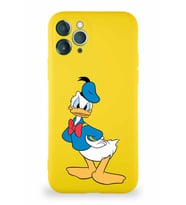 Apple iPhone 11 Pro Soft Premier Kapak Donald Duck-D Tasarımlı Silikon Kılıf - Sarı (Şeffaf)