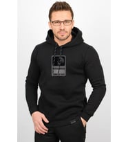 Üç Iplik Şardonlu Baskılı Kapüşonlu Sweatshirt Siyah Edw196