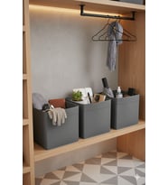 3 Adet GRİ Kapaksız Kutu Çok Amaçlı Organizer Ofis Kırtasiye Oyuncak Kutusu 30 X 30 (Standart)
