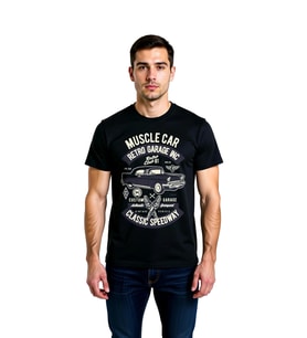 Erkek Retro Garaj Klasik Otomobil Baskılı Kısa Kollu Tişört %100 Pamuk Rahat Kesim Günlük Modern