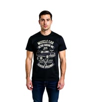 Erkek Retro Garaj Klasik Otomobil Baskılı Kısa Kollu Tişört %100 Pamuk Rahat Kesim Günlük Modern
