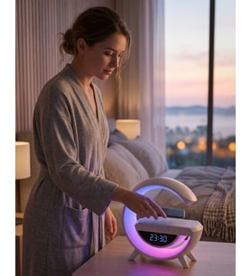 Çok Fonksiyonlu Şarjlı Saat Hoparlör Rgb Işık Alarm Özellikli