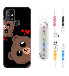 INFINIX Hot 8 9 10 11S Hot 10 Play 10T Kılıf Kablo Koruma Spiral Silikon Love Animals 1780