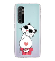 Xiaomi  Mi Note 10 Lite  Kamera Korumalı Kapak Coolcat Tasarımlı Şeffaf  Kılıf