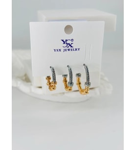 Zirkon Taşlı Üçlü Kombin Küpe - Kp00367