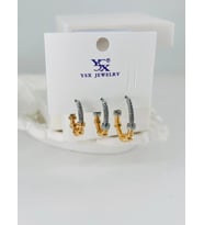 Zirkon Taşlı Üçlü Kombin Küpe - Kp00367
