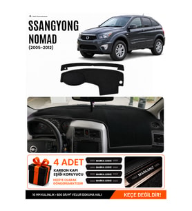 SSANGYONG NOMAD (2005-2012) Uyumlu Torpido Örtüsü Torpido Kılıfı - Siyah