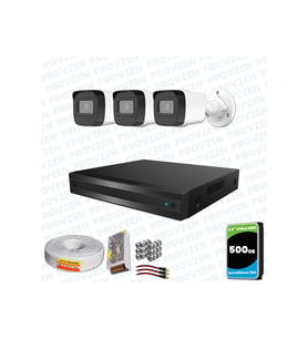 Provzen Hikvision RV 3 Kameralı Full HD Geniş Açı Güvenlik Kamerası 500GB