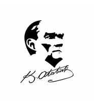Atatürk Silüet ve İmza Sticker siyah 17x20 CM (Siyah-Siyah)
