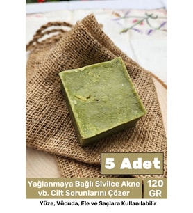 %100 Doğal Güzel Kokulu El Yüz Saç Vücut Cilt Orijinal Bitkisel Siirt Bıttım Sabunu 120G - 5 Adet
