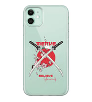 Apple Sakura Sword Tasarımlı Şeffaf Telefon Kılıfı