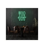 Restoranlara Özel Diner Yazılı Çatal,Bıçak,Kaşık Şekilli Neon Tabela