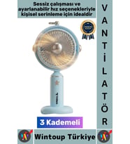 #Vantilatör Sessiz Yoğun Üflemeli 3 Kademeli Döner Başlıklı Şarjlı Mini Masa El Fanı Vantilatör