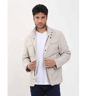 Dufy Bej Erkek Regular Fit Düz Hakim Yaka Safari Mont - 104379