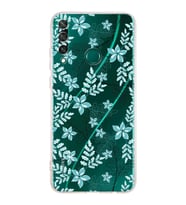 Huawei Y6 p  Kamera korumalı Kapak Floral Su Yeşili Tasarımlı  Şeffaf Kılıf