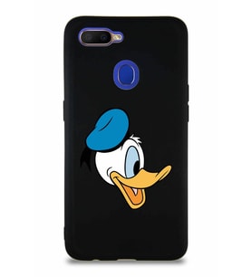 Oppo A12 Soft Premier Kapak Donald Duck-F Tasarımlı Silikon Kılıf - Siyah (Şeffaf)