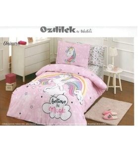 Unicorn Tek Kişilik Nevresim Takımı Pembe