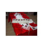 Afife Kadife Krem Kırmızı Sofra Takımı 8 Kişilik 160x230cm 34 Prç. 373 (Standart)