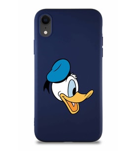 Apple iPhone XR Soft Premier Kapak Donald Duck-F Tasarımlı Silikon Kılıf - Lacivert (Şeffaf)