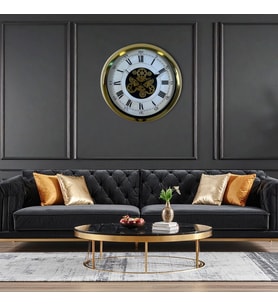 River World Duvar Saati Çarklı 60 cm Aurelius Gold
