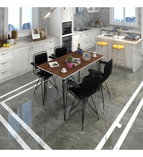 Knsz masa sandalye takımı hem75mazlum cvzsyh 130*070 klçsm 4 sandalye syhsyh kolçaklı sırt minderli