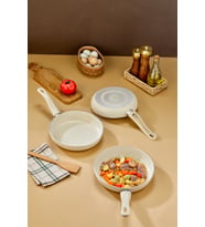 20 cm Granit Tava, Krem Bakalit Sap, Dayanıklı ve Şık Tasarım