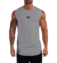 Erkek Nem Emici Hızlı Kuruma Atletik Teknik Performans Sporcu Sıfır Kol T-shirt MG-ATLET (Gri)