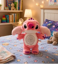 Pembe Angel Stitch Yıldızlı Rüyalar Uyku Arkadaşı Işıklı ve Müzikli