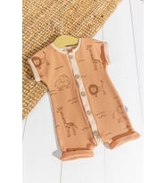 Figürlü Önden Düğmeli Erkek Bebek Tulum (Tarçın)