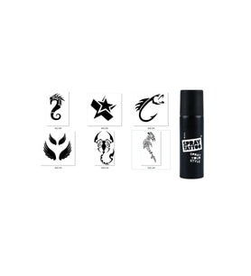 Balık Akrep Spray Tattoo Geçici Siyah Sprey Dövme Seti
