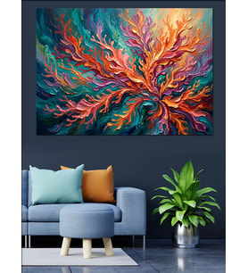 Soyut Renk Patlaması Modern Sanat Dekoratif Kanvas - Mdf Ahşap Tablo
