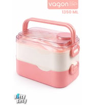 1350 ML Paslanmaz Çelik Bento Lunch Box İki Kat Üç Bölme Yeni Nesil Sefer Tası-1350ML-101102S (Pembe)