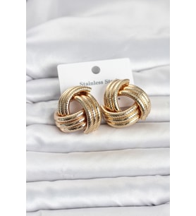 316L Çelik Gold Renk Sarmal Model Kadın Küpe 5886 - HPSBYI5396-5687