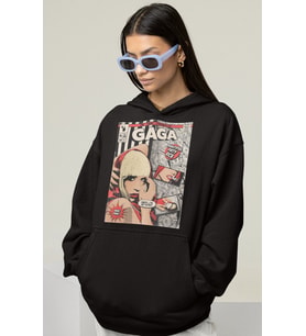 Lady Gaga Tasarım Baskılı Unisex Oversize Şarkıcı Hoodie