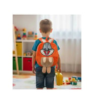 Sevimli Tavşan Mini Peluş Çanta, Ayarlanabilir Çocuk Sırt Çantası Askılı, Astarlı, Fermuarlı, 30 cm (Turuncu)