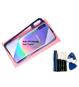 Tkgz Samsung Galaxy A50S (A507) FULL KASA Arka Pil Batarya Kapağı (TAMİR SETİ) MAVİ