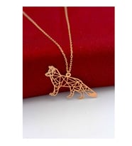Gümüş Rose Altın Kaplama Origami Tilki Kolye
