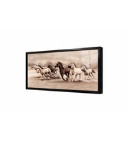 Tablosan Koşan Atlar Çerçeveli Cam Tablo